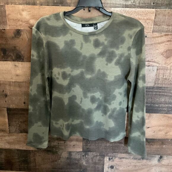 RDI Top Shirt Pullover Camouflage Crew Neck Green Light Green Women Size Small - Picture 9 of 9